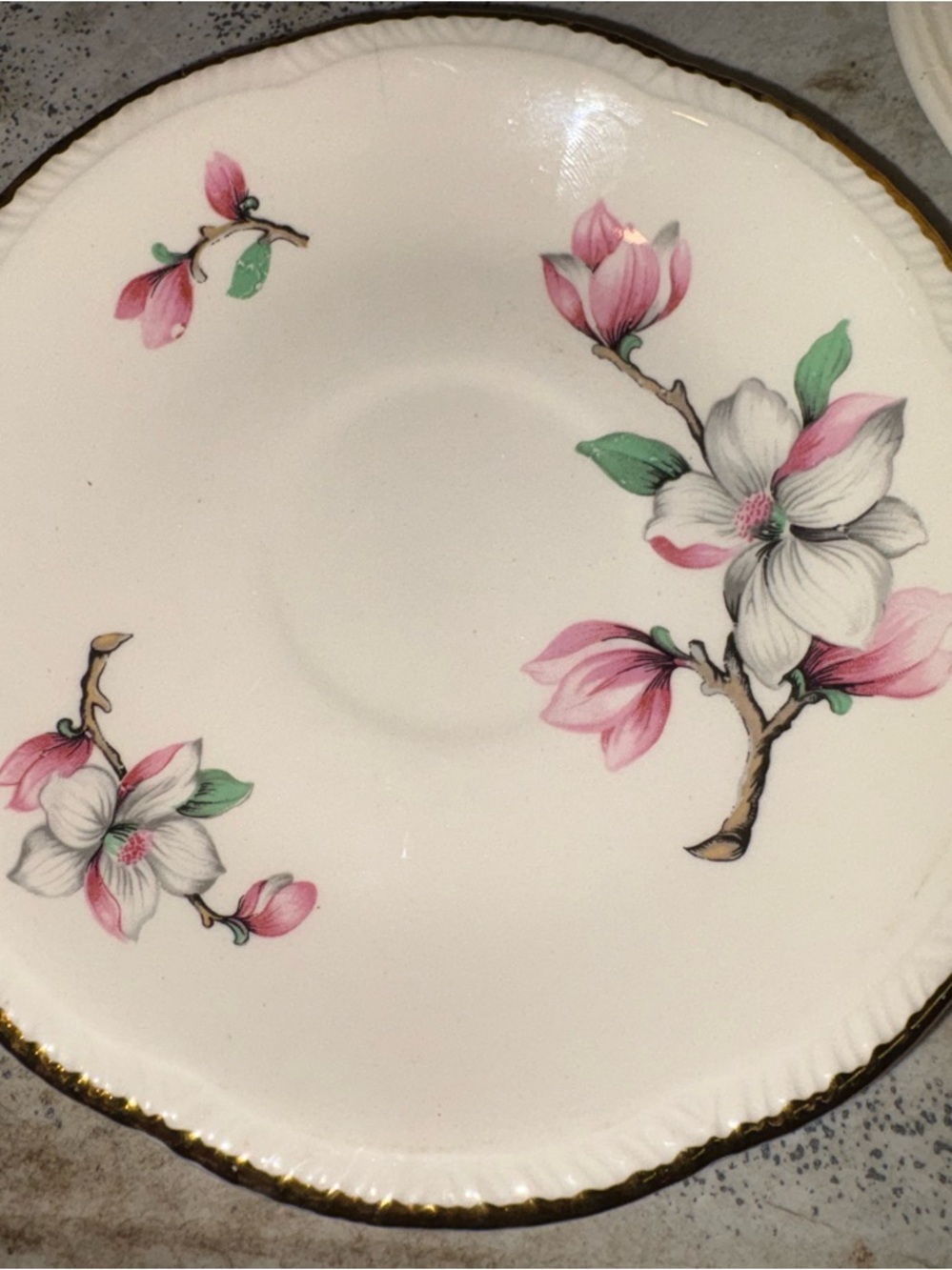 Vintage Homer Laughlin Porcelain Saucers - set of 4 with Gold Trim
